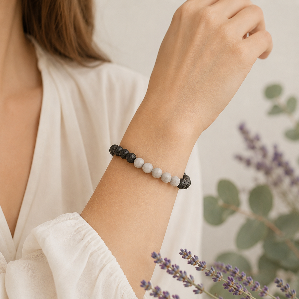 Lava Rock & Maifanite Gemstone Bracelet - Image 2